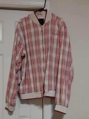 Men's Red Plaid Bomber Jacket - Classic Casual